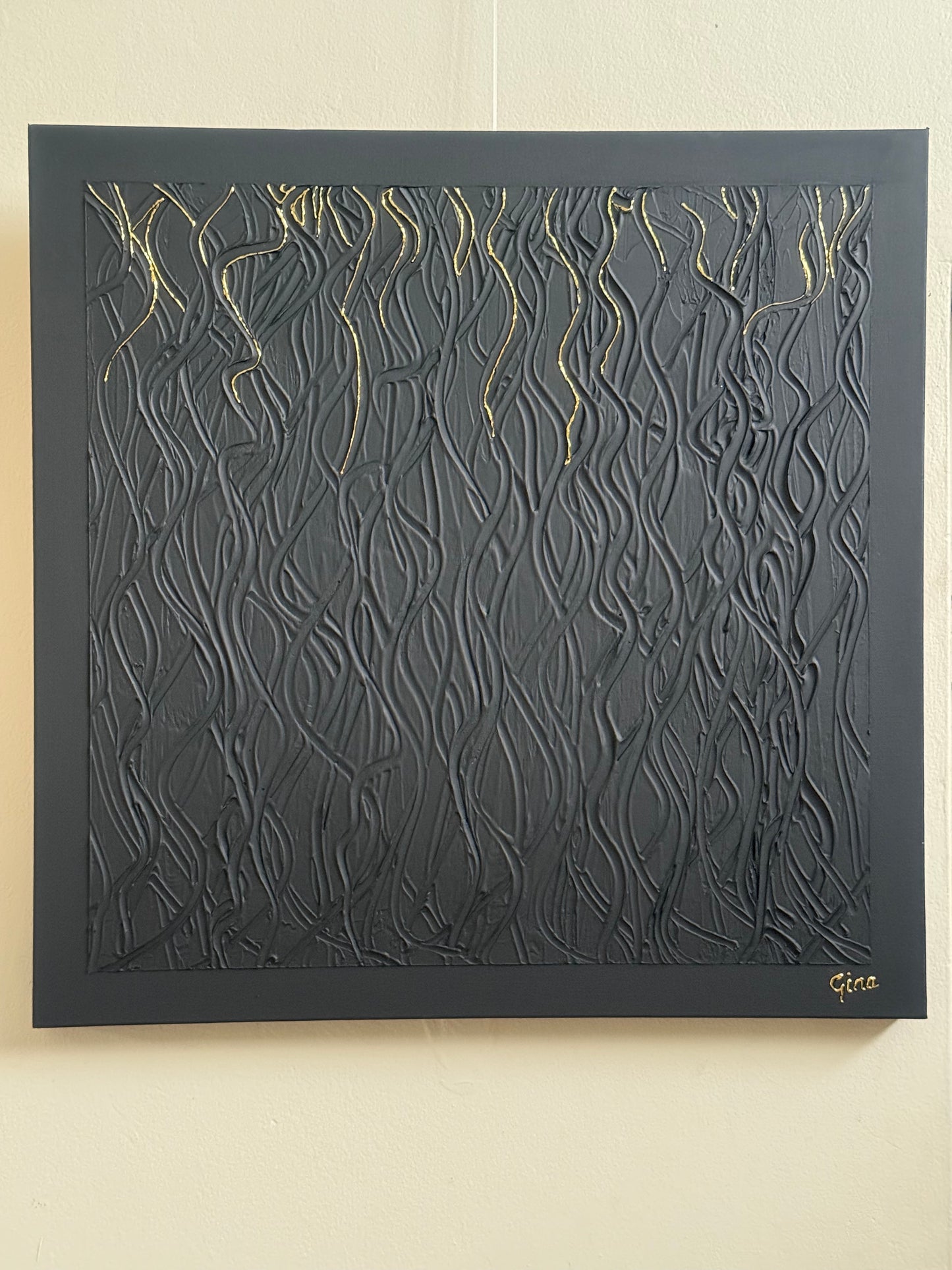 Black and Gold Textured 24" x 24"